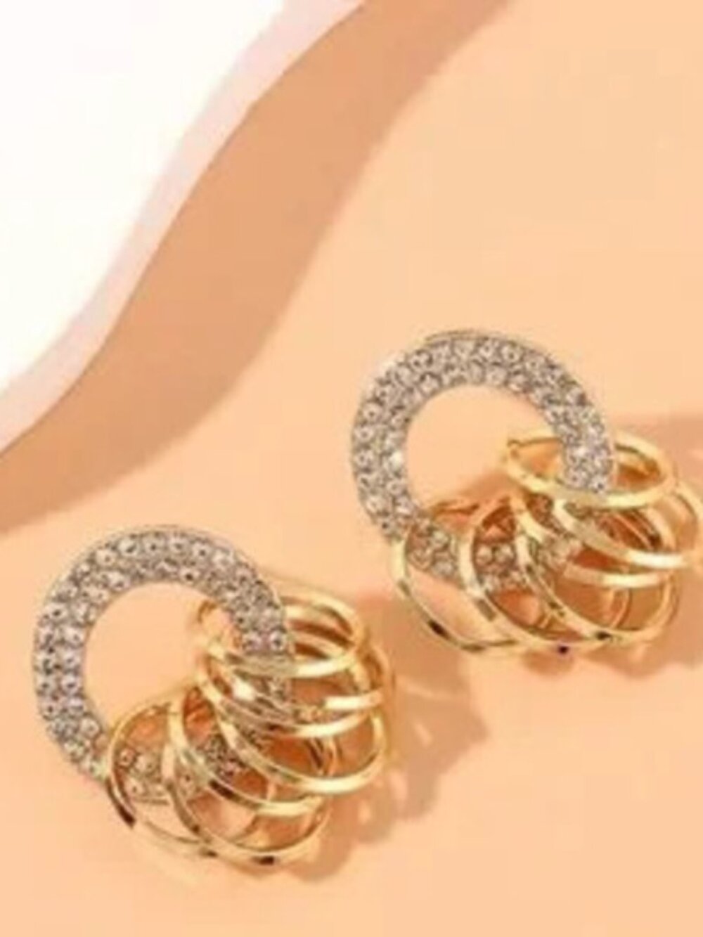 Gold Crystal Circle Hoop Earrings